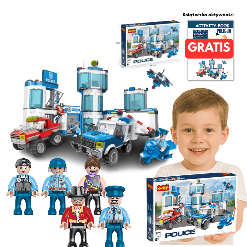 Kocki Zestaw Klocków 731el Policja Posterunek Samochód City Dla Dzieci