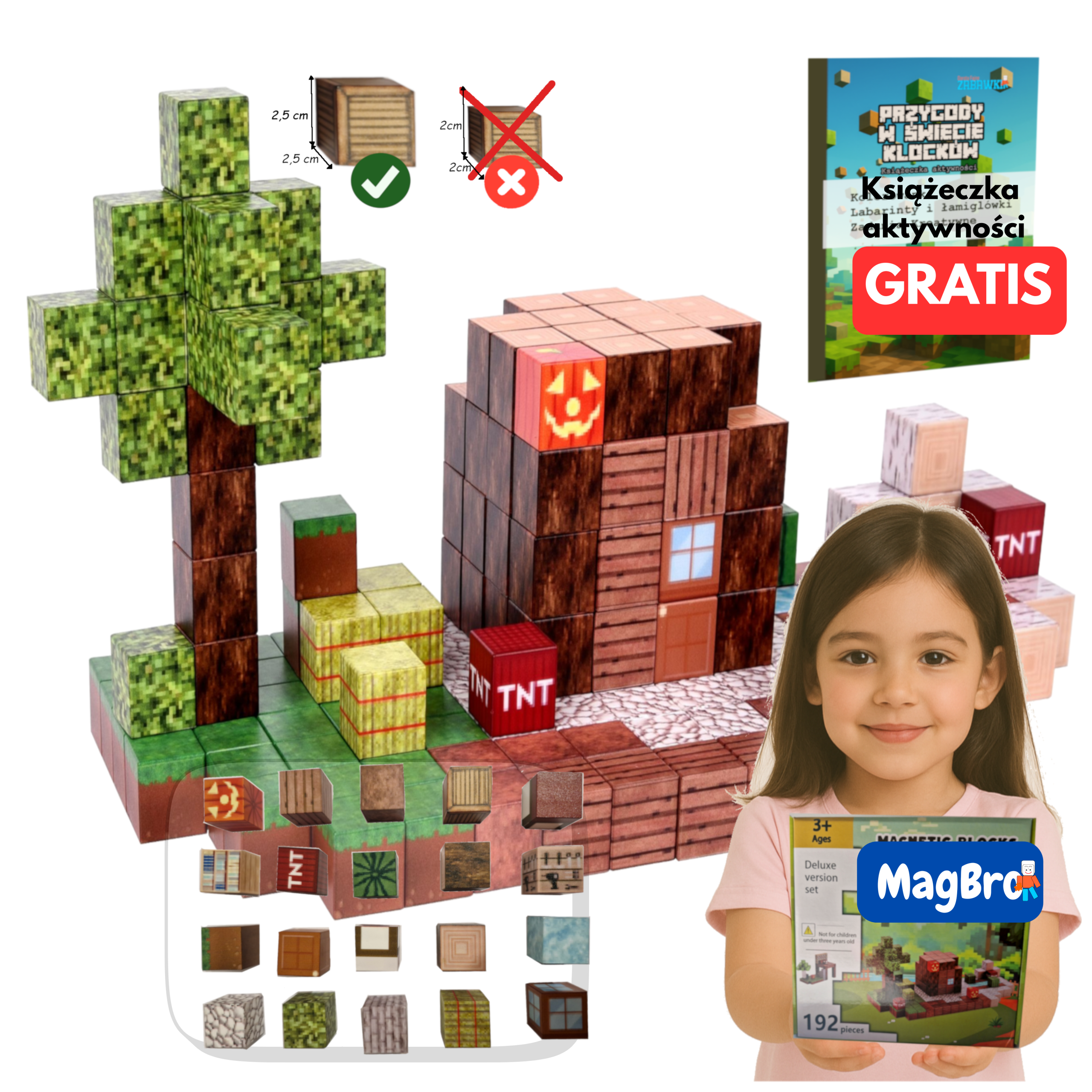 Klocki magnetyczne Minecraft Master Builder 192 elelmentów - obrazek 2