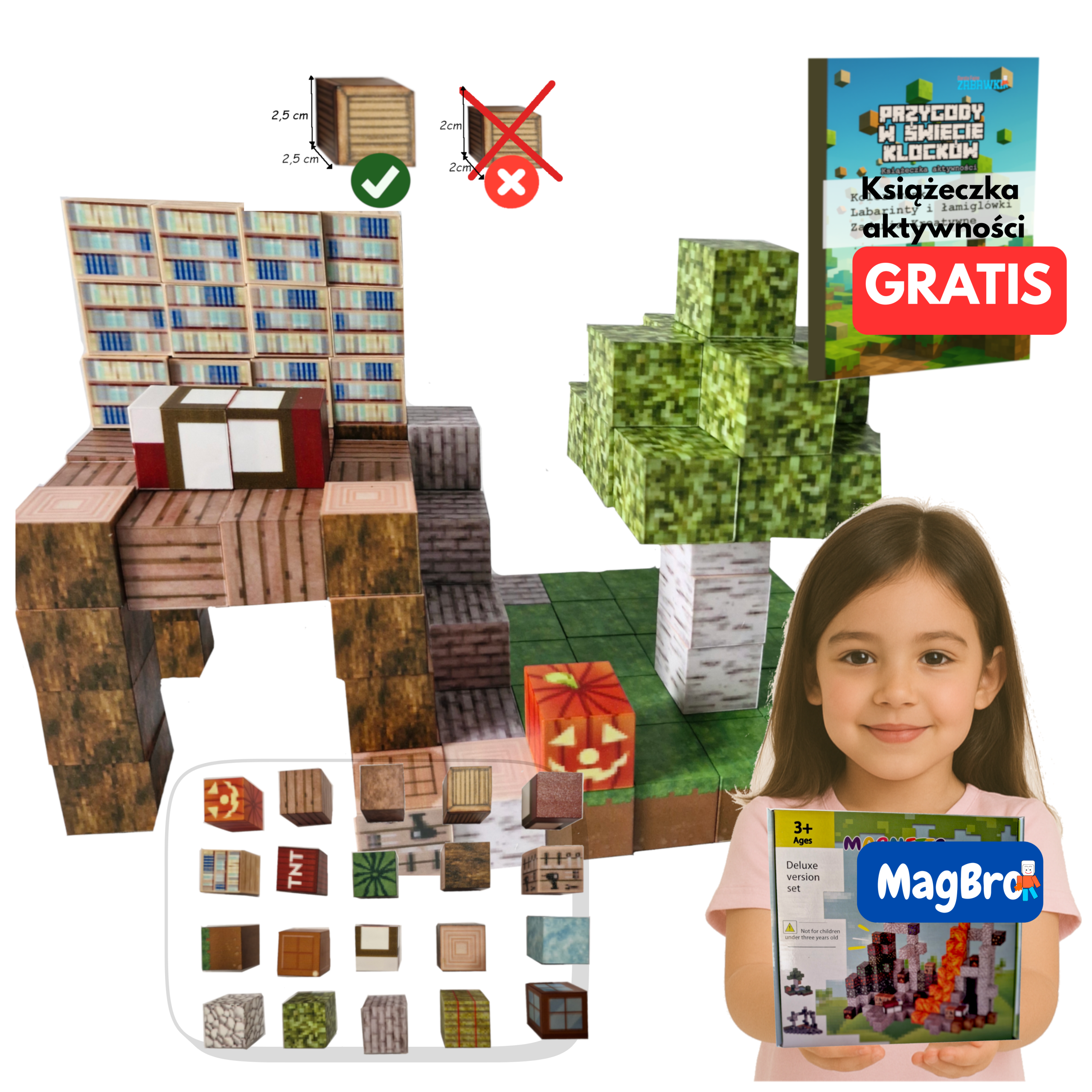 Klocki magnetyczne Minecraft Explorer MagBro 128 elementów Promocja - obrazek 2