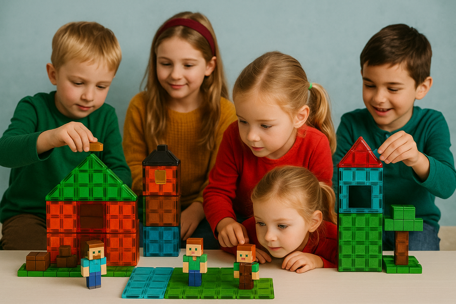 Pomysły na grudniowe zabawy z magnetycznymi klockami w stylu Minecraft, alternatywa dla gier